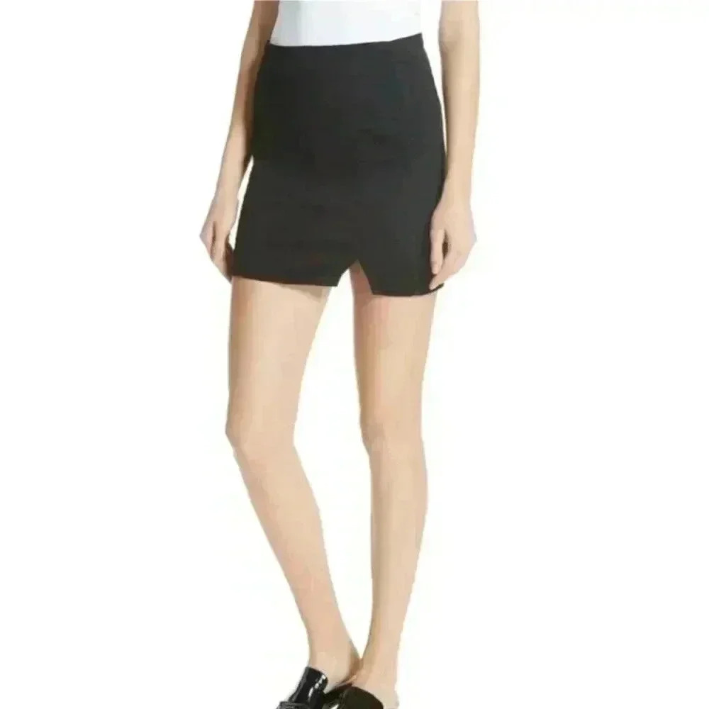 Free People Black Denim Femme Fatale Slim Mini